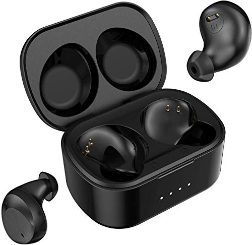 HINYCOM True Wireless Earbuds Bluetooth 5.0 Headphones, aptX Lossless CVC Dual Mic Noise Cancelling Clear Voice Call in-Ear Headset IPX7 Waterproof 40H Wireless Charging Case Sports Earphones (Black)
