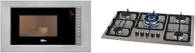 Kit Fischer Micro-ondas Fit Line 25L + Cooktop Gás 5 Bocas Infinity Inox