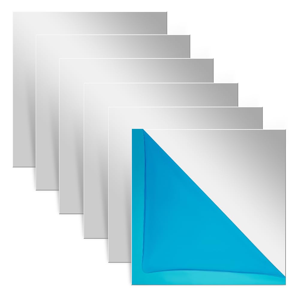 OLYCRAFT 6Pcs Square 6061-T6 Aluminum Sheet 12x12 Inch Flat Plain Aluminum Plate 0.06 Inch Thick Square Metal Plate with Protective Film Solid Metal Sheet for Laser Cutting DIY Projects Handcraft