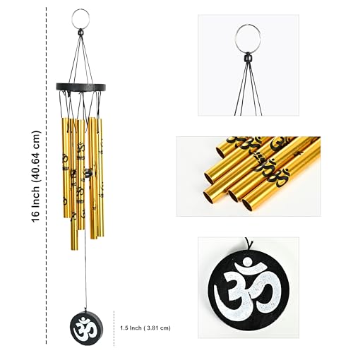Image of ZAICUS Wind Chime with Om Symbol - Feng Shui Wind Chimes for Positive Energy - Hanging Decorative Items for Home and Balcony (5-Pipe)