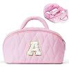 YOOLIFE Birthday Gifts for Mom Daughter Initial Makeup Bag for Women Travel Toiletry Bag Pink Cosmetic Bags Teen Girl Gift Personalized Birthday Gifts for Mom Teacher Sister Daughter A