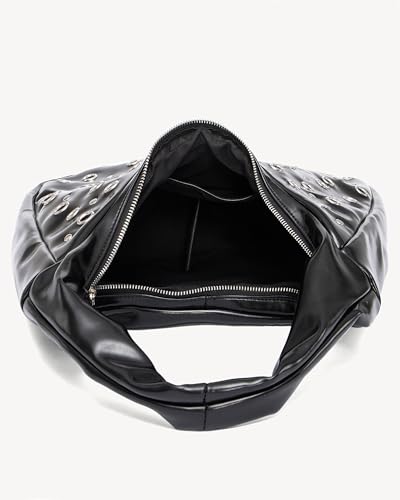 Image of NEWBELLA Women's Hobo Purse - Faux Leather Shoulder Bag & Tote Handbag, Spacious Work Bag for Commute & Daily Use (Dark Black)