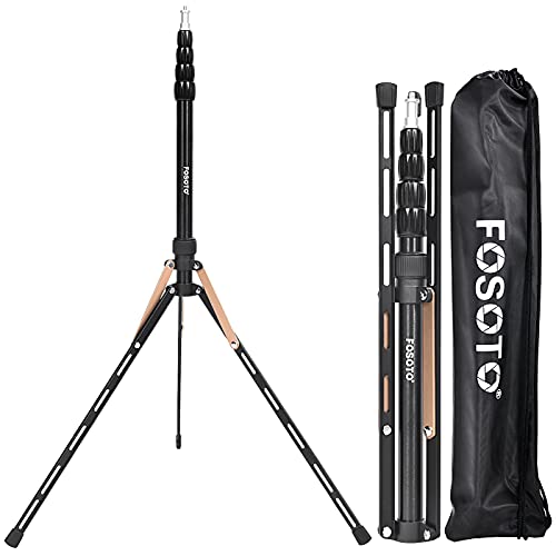 FOSOTO 75.3"/191CM Soporte de Luz Ligero Trípode de Iluminación Plegable para Estudio Fotográfico y Vídeo, con Funda, Compatible con Parasol Anillo de Luz LED Softbox Reflector y Flashes Cover