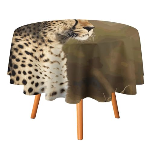Nappe ronde imprimé léopard sauvage haut de gamme lavable pour la maison