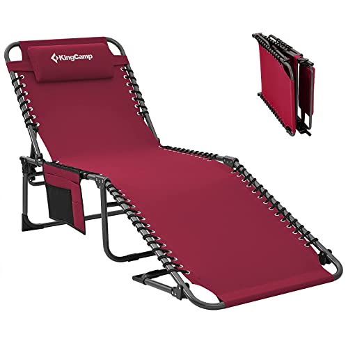 KingCamp サマーベッド 折りたたみ コット 3way 簡易ベッド アウトドア 5段階調節 寝心地良い ビーチチェア 600Dオックスフォード 耐荷重120kg 小物収納 昼寝 室内外兼用 190 x 59 x 37cm ワイン（Amazon）