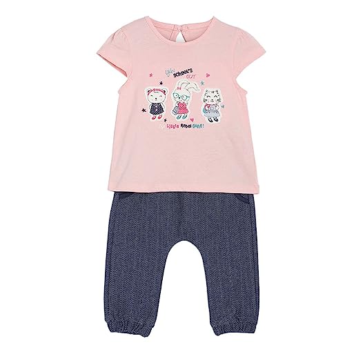 Image of miniklub Baby Round Neck Short Sleeve Knitted Cotton Clothing Set, Pack of 2 (Pink Color)