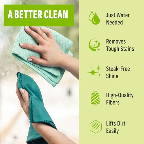 Image of E-Cloth Window Scrubbing & Polishing Set, Microfiber, Green, 2 Cloth Set