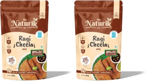 Image of The Naturik Co. Ragi Chilla Mix 200g | Ready to Cook Cheela mix | 81% Ragi & Pulses | High Protein | Healthy Breakfast | As Seen On Shark Tank | (Pack of 2)