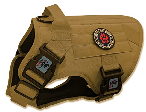 Militery Grade Tactical Dog Harness, Tactical Dogs Harness For Large Dogs, No Pull Adjustable Dog Harness With Handle, Chest Dog Vest Harness (Brown, Large) #TOP26