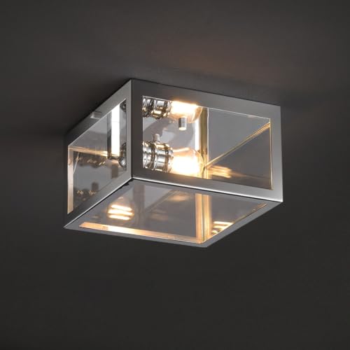 JONATHAN Y 8" Chrome 1-Light Farmhouse LED Flush Mount Ceiling Light for Bathroom Kitchen Hallway Entryway, Clear Glass Shade, 1 LED Bulb, ETL Listed, Dimmable (JYL9553B) by JONATHAN Y - Image 2