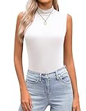 Zeagoo Womens Mock Turtleneck Tank Tops 2025 Slim Fitted Sleeveless Top Stretchy Basic Casual Layer Tee Shirts A-White
