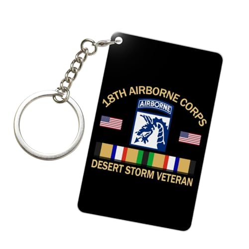 YOMCONECT 18th Airborne Corps Desert Storm Veteran Fashionable Acrylic Keychain 2x3 In Trendy Key Accessories Style Enthusiasts