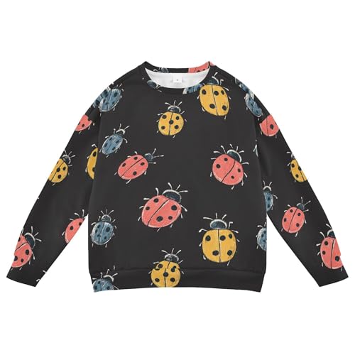 JUNZAN Cute Cartoon Ladybugs Little Girls Hooded Sweatshirt Fleece Kids Pullover Hoodie Camping 4T