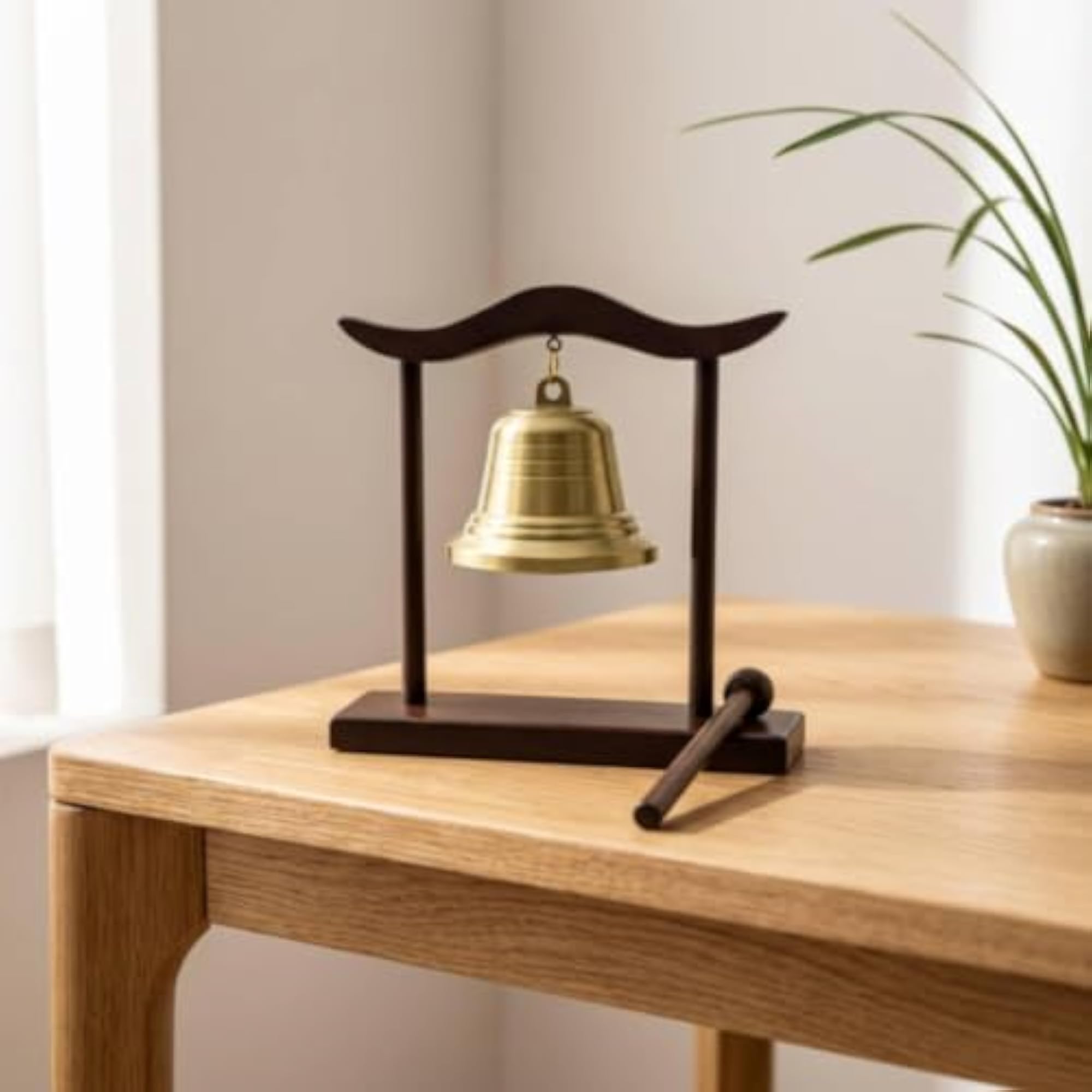 Hanging Brass Bell with Stand, Mindful Meditation Gift