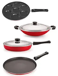 Nirlon Deluxe Non-Stick Set of Kitchenware Utensils Aluminium Red & Black