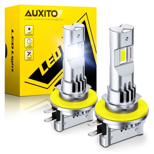 AUXITO H11B �d�� 1500%���邢 6500K �z���C�g 1:1 �n���Q���T�C�Y H8B/H9B ���C�g 3���ݒu ����20�N IP68�h�� 2�p�b�N