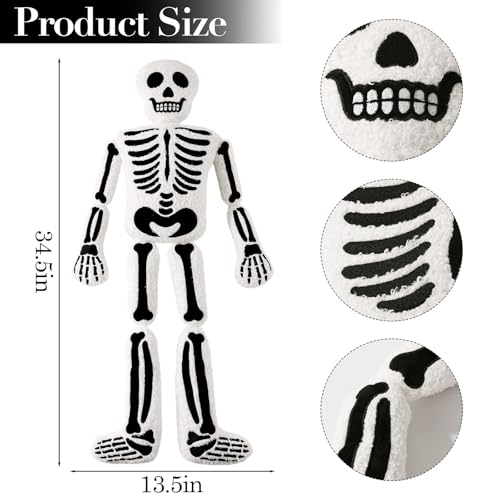 Cute Teddy Fleece Skeleton Pillow – Spooky Halloween Decor - Image 2