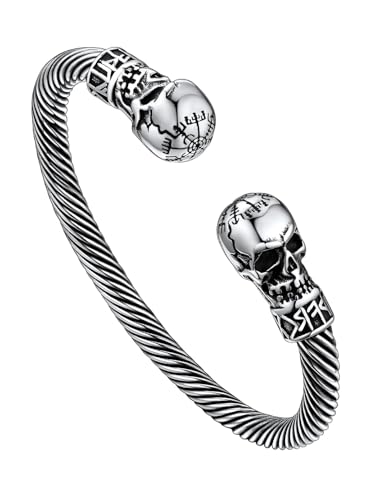FaithHeart FaithHeart Viking Cuff Bracelets for Men, Silver/Black Stainless Steel Bangle Bracelet Norse Mythology Amulet Talisman Jewelry, Gift Box