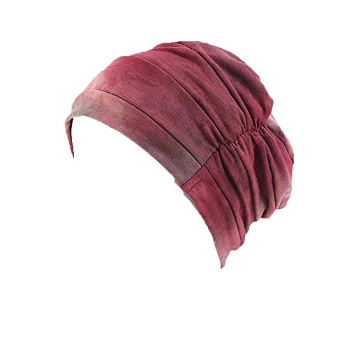 Pluto & Fox Gorra Beanie De Tela Modal Algodón Turbante para Cabeza De Mujer Hombre Unisex para Dormir Cáncer Quimioterapia Chemo Oncológico Noche Pèrdida de Pelo Cabello (Granate)