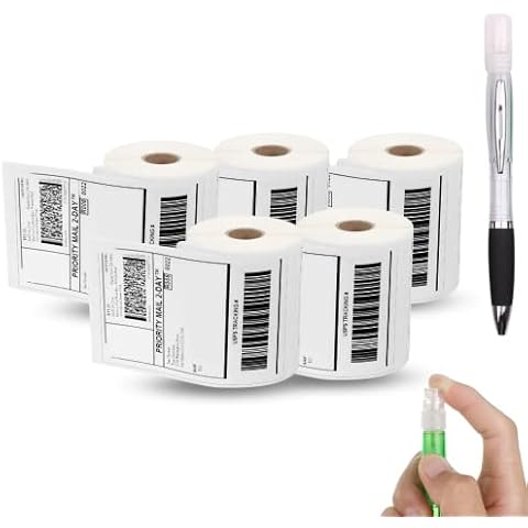 1750 Direct Shipping Thermal Labels 4x6" (101.6x152.4mm) 5 Rolls of 350 Thermal Printers Adhesive Labels for Parcel Shipping (Gift Pen) Cover