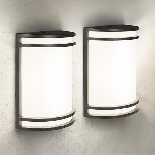 ASD 10 Inch LED Outdoor Sconce Lights - 15W 120-277V 3000K 4000K 5000K Bronze Exterior Lighting Fixtures, Dimmable Exterior Lights for House, Modern Patio Wall Light Fixture ETL 2 Pack