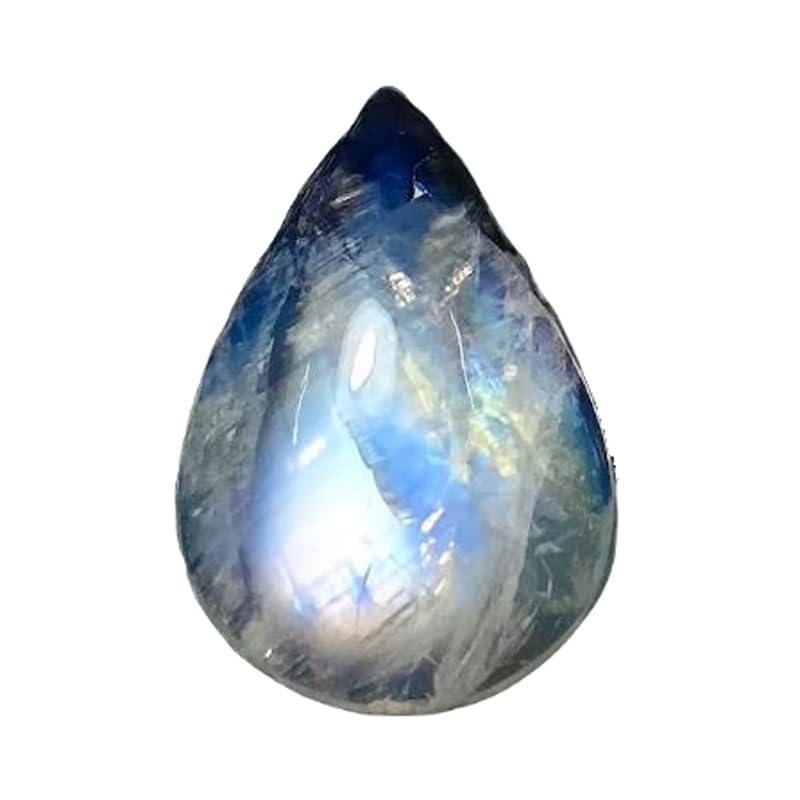 Pierre de lune naturelle arc-en-ciel cabochon poire 18x12mm pour fabrication bijoux DIY