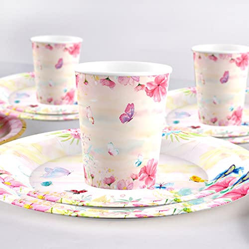 Ainden Butterfly Party Supplies, Butterfly Birthday Party Supplies Including Butterfly Paper Plates And Napkins Cups For 25 Guests #TOP6