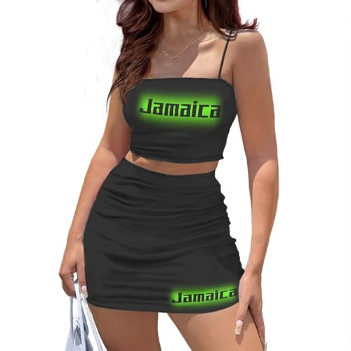 Image of 2025 Sexy Spaghetti Strap Crop Tops and Bodycon Skirt Casual 2 Piece Set S-4XL