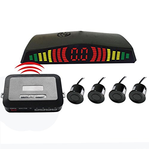 KIPTOP-Sistema de sensores de Aparcamiento con Pantalla LED Sensor de Aparcamiento Asistencia de Aparcamiento Wireless Despertador Digital con 4 sensores