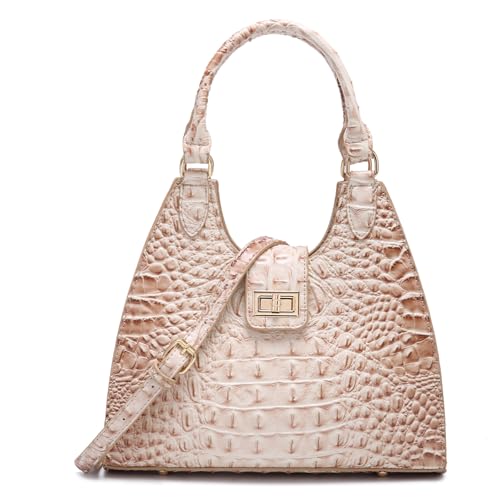 Makcr Joacbv Ladies Tote Leather Bags for Women Crocodile Embossed Zipper Satchel Purse Classy Compartments Crossbody bag