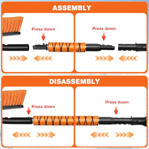 image for Showvigor Telescopic Snow Brush Ice Scraper Combo, 2-in-1 Adjustable L