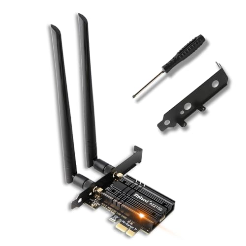 Ziyituod WiFi 6E Card, Up to 5400 Mbps with Bluetooth 5.3 Adapter, AX210 Tri-Band WiFi Network Card (2.4G/574Mbps+5G/2400Mbps+6G/2400Mbps) PCI-E Card for Office Gaming/PC