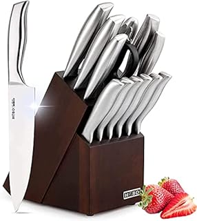 Knife Set, 14 Piece Kitchen Knife Set with Block, Chef Knife set