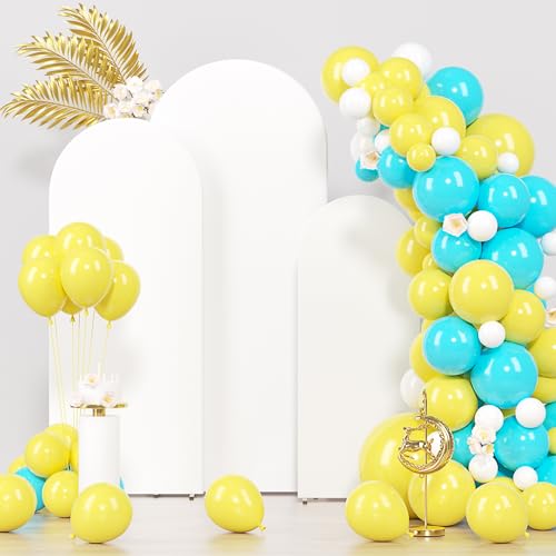 FOCHIER F Wedding Arch Backdrop Cover Set of 3 Spandex Fitted Round Top Chiara Stand for Birthday Party Baby Shower Ceremony Banquet Decoration 4FT, 5FT, 6FT White