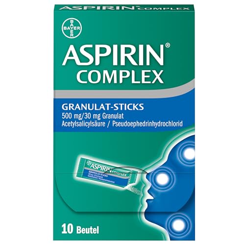 Aspirin Complex Granulat-Sticks | gegen Erkältung und grippale Infekte | 3-fach Wirkung bei Schnupfen Fieber und Schmerzen | Nr. 1 Erkältungsmarke | 10 Stück