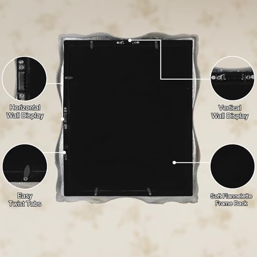 Image of 11x14 Picture Frame Silver Ornate Picture Frames Victorian | Real Glass, Matted to 8x10 or 11 x 14 Photos, Wall Hanging