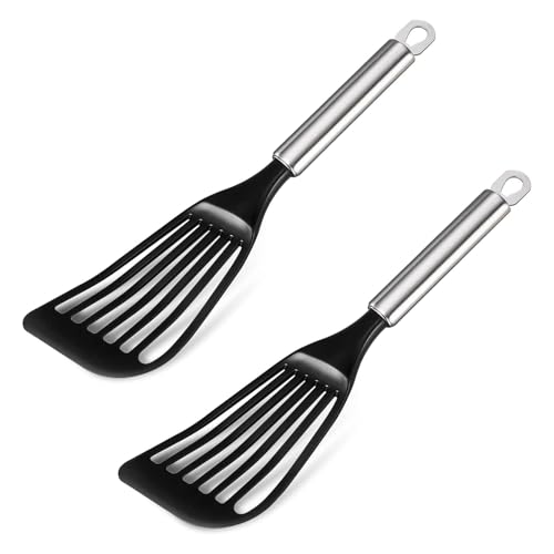 Image of Tenta Kitchen Nonstick cookware Thin Fish Spatula Turner Flexible Nylon Metal Egg Spatulas Wide Blade Lightweight Heat Resistant Kitchen Use