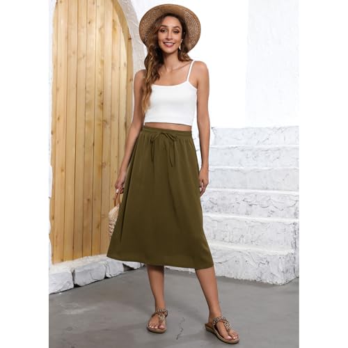 Image of Witsmile Flowy Skirt Elastic High Waist A-Line Skirt with Pockets Bohemia Cover-up for Women 2026 Trendy(S-2XL)