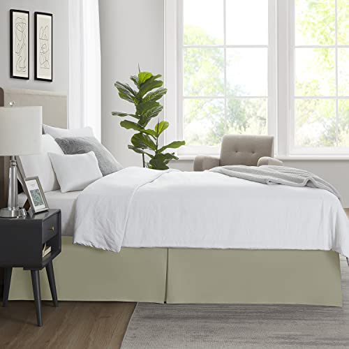 Image of Nestl Green Bed Skirt King Size - King Bed Skirt 14 Inch Drop - Brushed Microfiber Bed Skirts - Hotel Quality Pleated Bed Skirt - Shrinkage & Fade Resistant