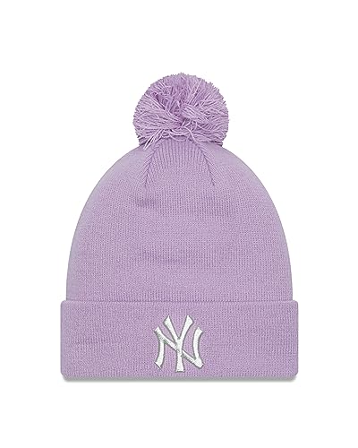 Bonnet New York Yankees New Era violet à pompon métallisé pour femme MLB