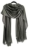 Style Z17 - GFM Mujer Hermoso pañuelo grande con brillo. Bufanda extra grande. Los hilos de lurex metálicos plateados tejidos a lo largo de la bufanda le dan un aspecto brillante. Distancia larga. Tamaño aproximado: L: 200 cm W: 100 cm. Material: viscosa.