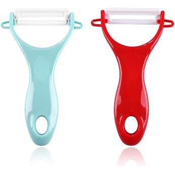 Set of 2 Ceramic Graters, Ceramic Peeler, Potato Peeler, Vegetable Peeler, for Potato Peelers, Carrots, Fruit and Vegetables 