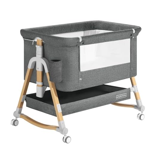 HARPPA Cuddly Bassinet, 3 in 1 Baby Bassinet, Rocking Bedside Bassinet with Wheels, 5 Height Adjustable, Includes Mosquito Net, Mattress, Anchor Strap