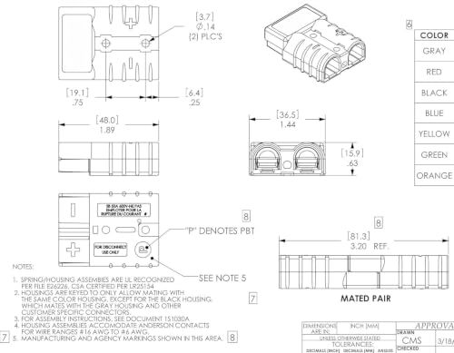 Anderson Power Products SB50 Connector Kit, 50 Amps, Red Housing, w/ 8 AWG Contact, 6331G1 (1 Pair) - Image 6