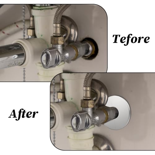 2 Pcs Escutcheon Plate, Stainless Steel Wall Split Flange Round Escutcheon Ring, Self-Adhesive Plumbing Cover Plates Pipe Cover Plate for Various Pipes