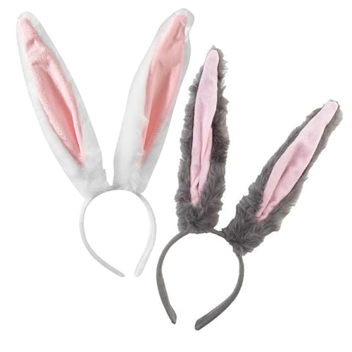 Satiskid 2 tiaras de coelho de Páscoa, orelhas de coelho, diadema para fantasia de coelho, para crianças e mulheres, acessório para carnaval, Halloween, festas, cosplay, decoração