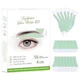 Eyebrow Wax Strips - 56 Strip Eyebrow & Upper Lip Hair Remover with 4 Soothing Wipes | Natural Beeswax Formula | Painless at Home Hair Removal for Women & Sensitive Skin | Lasts 6 Weeks