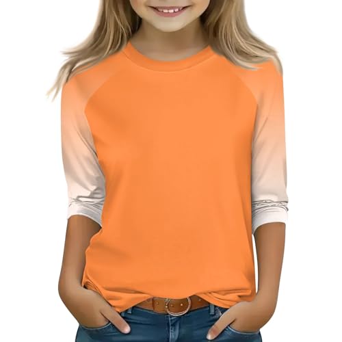 Fall Shirt for Boys Dressy Casual Raglan 3/4 Length Sleeve Cute Tops Color Block Crew Neck 3/4 Sleeve 2025 Outfit 2025