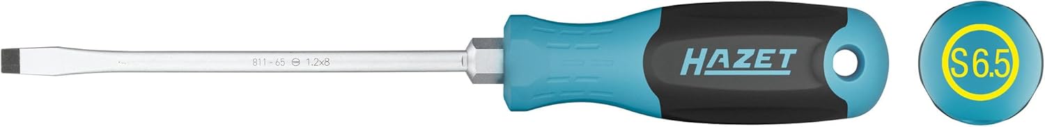 HAZET Screwdriver 811/6, 6-Piece Set, Phillips PH and Slotted Profile, Non-Slip 3-Component Handle for High Power Transmission