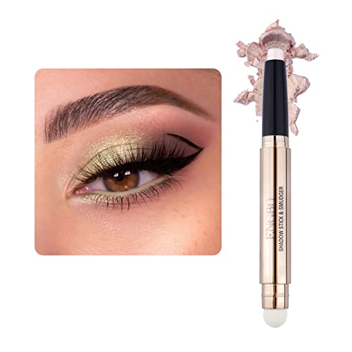 Lokfar Eye-Shadow Stick Makeup Cosmetics Eye Brightener Stick, Rotatable Cream Eye Shadow Pencil, Glitter Shimmer Eyeshadow Stick With Soft Brush For Eye Makeup (02# Light Gold Shimmer) #TOP9